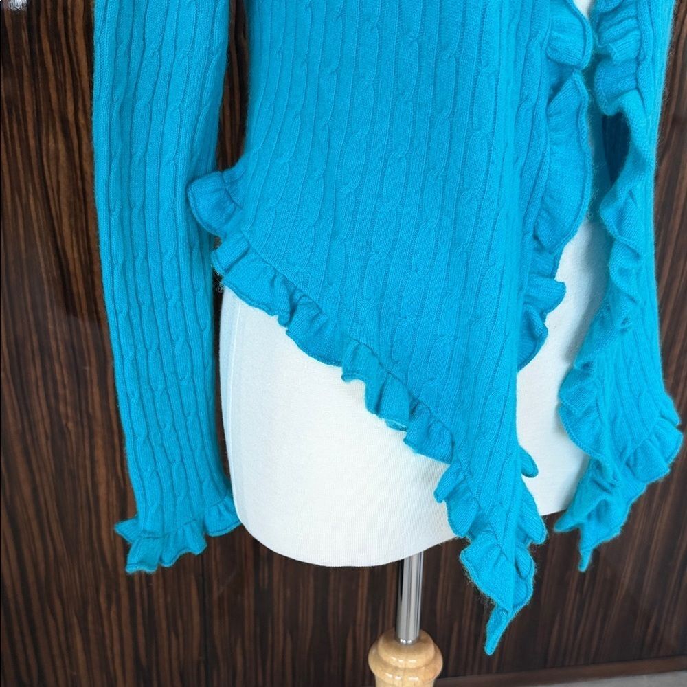 KIER + J Blue Ruffled Cardigan - Picture 3 of 5